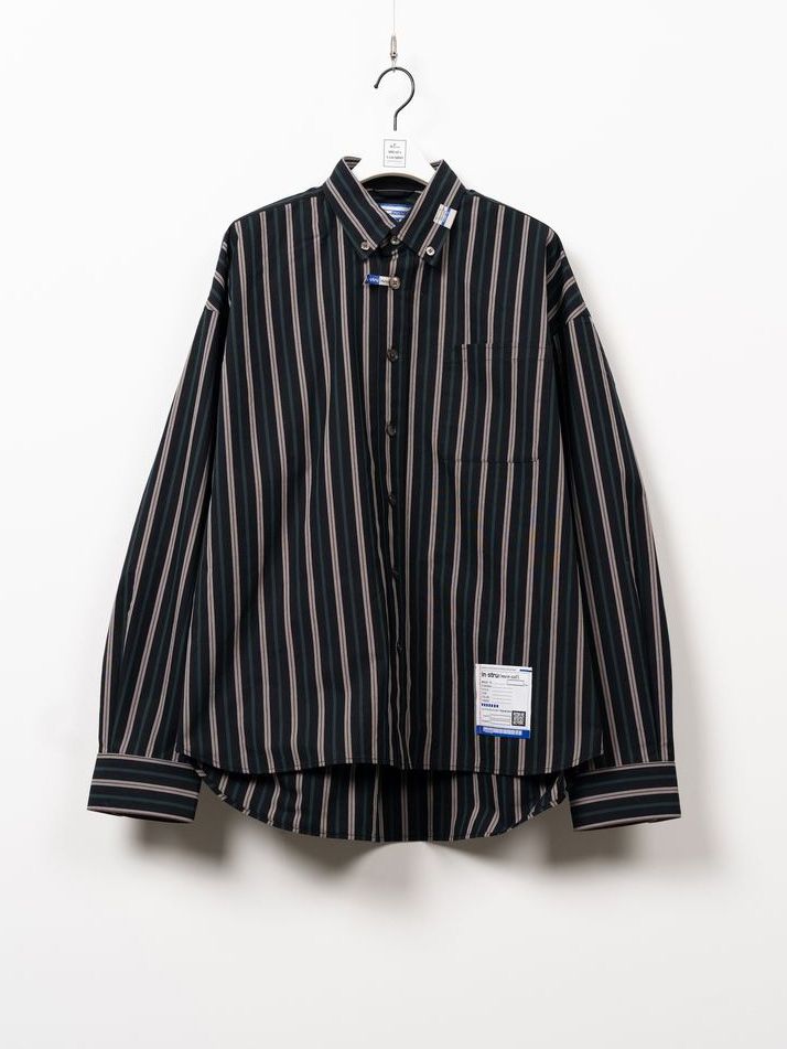 コットン ストライプ ロング スリーブ シャツ | Cotton Stripe Long-sleeve Shirt- BLACK