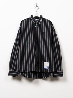 コットン ストライプ ロング スリーブ シャツ | Cotton Stripe Long-sleeve Shirt- BLACK