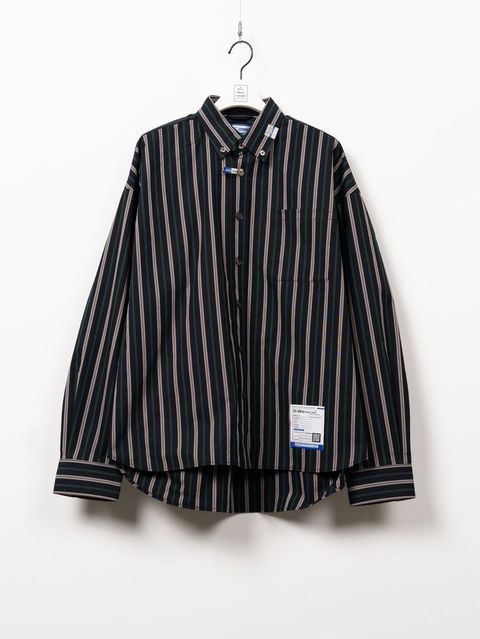 コットン ストライプ ロング スリーブ シャツ | Cotton Stripe Long-sleeve Shirt- BLACK