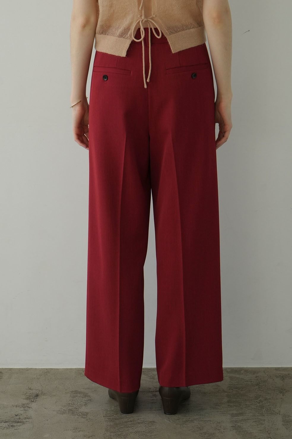 タックストレートパンツ -  2WAY TUCK STRAIGHT PANTS - RED