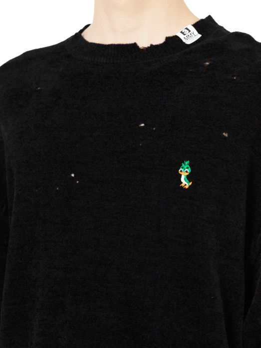 ディストレスド ニットセーター - Distressed Knit Sweater (BLACK)