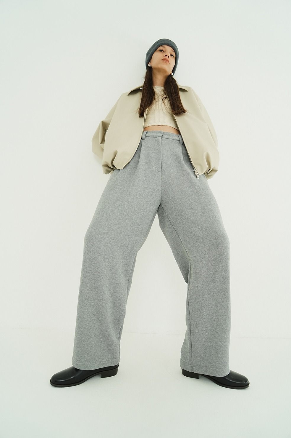2タックスウェットパンツ - TWO TUCK SWEAT PANTS (GREY)