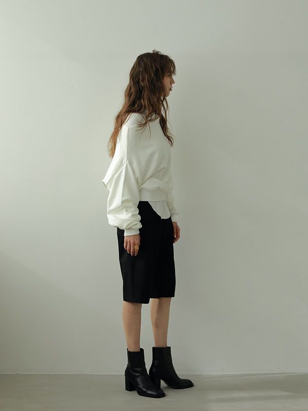 デザインネックスウェットプルオーバー - WHITE