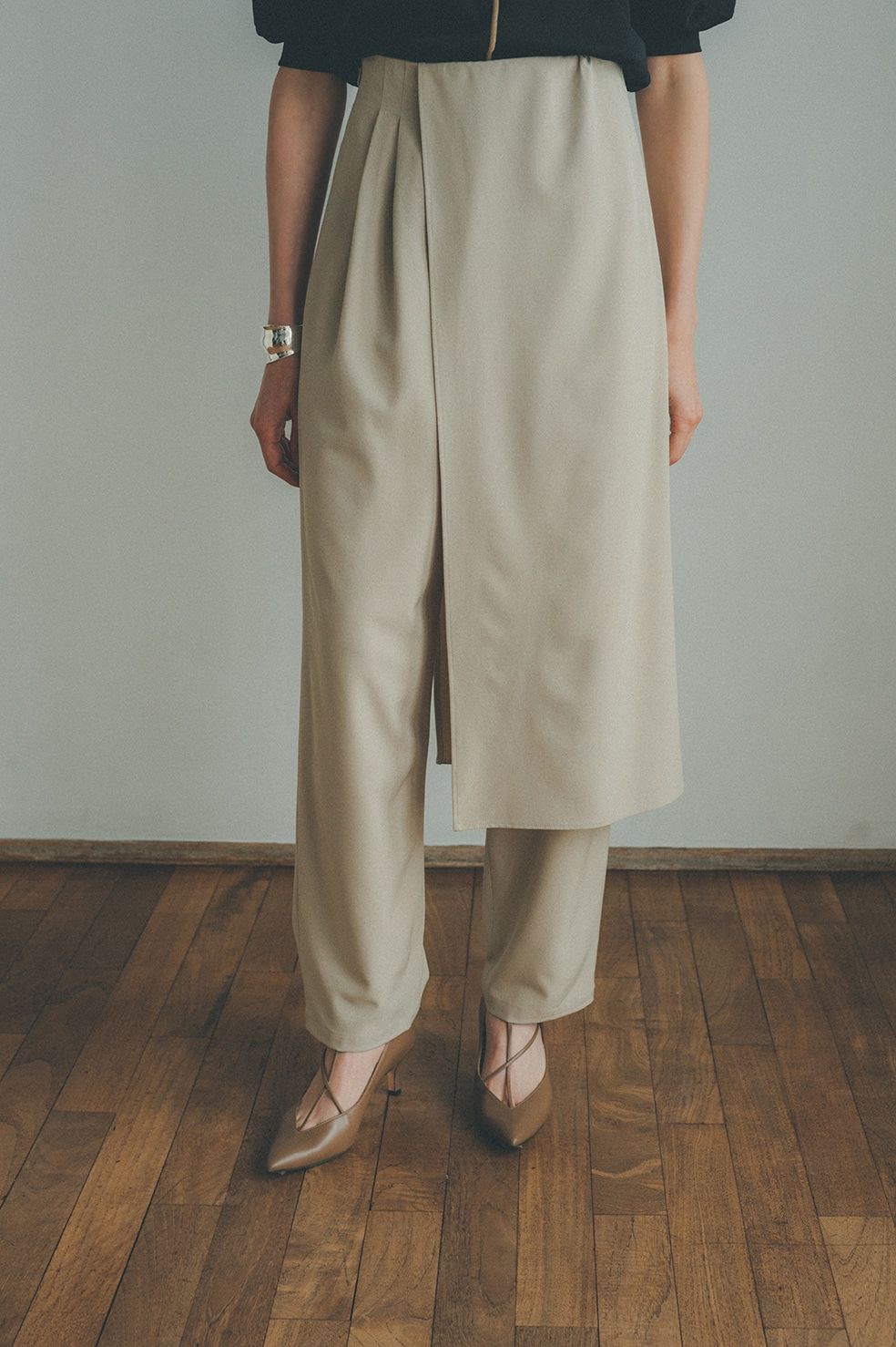 CLANE - ラップ レイヤー スカートパンツ - WRAP SKIRT LAYER PANTS