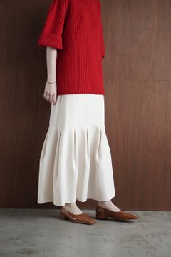 TUCK HEM VOLUME SKIRT - WHITE