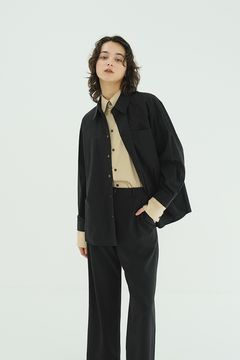 レイヤードシャツ - TWO TONE LAYERED SHIRTS(BLACK)