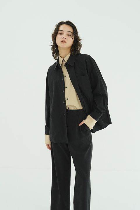 レイヤードシャツ - TWO TONE LAYERED SHIRTS(BLACK)