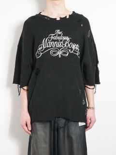 ディストレスドニットティーシャツ  - Distressed KNIT TEE - BLACK