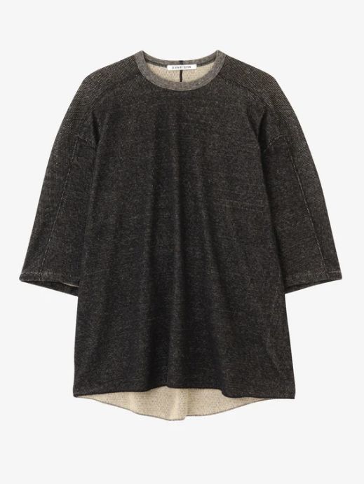 オーガニックコットン サーマルシャツ - ORGANIC COTTON THERMAL TEE - Mixed ”UNSTAINED” yarn - BLACK