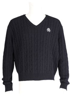 ニットプルオーバー - V-NECK CABLE KNIT SWEATER (BLACK)