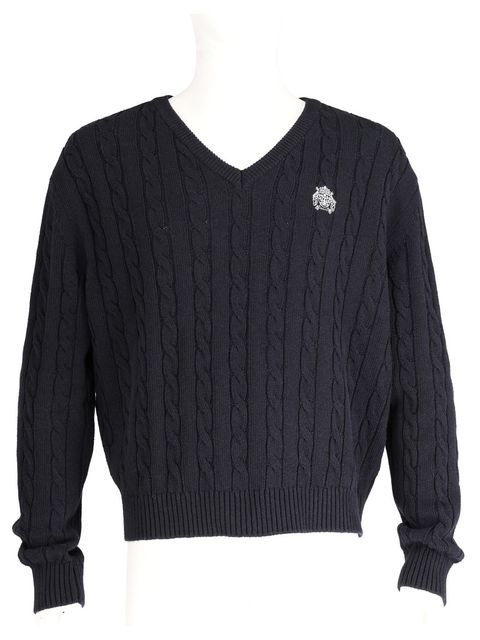 ニットプルオーバー - V-NECK CABLE KNIT SWEATER (BLACK)