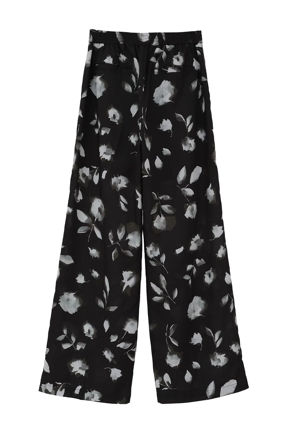 フラワーワイドパンツ - BLURRED FLOWER WIDE PANTS - BLACK