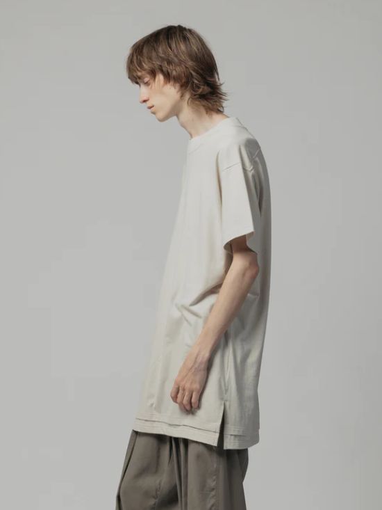 レイヤードデザイン半袖ティーシャツ - cotton jersey s/s t-shirt - L.GREY