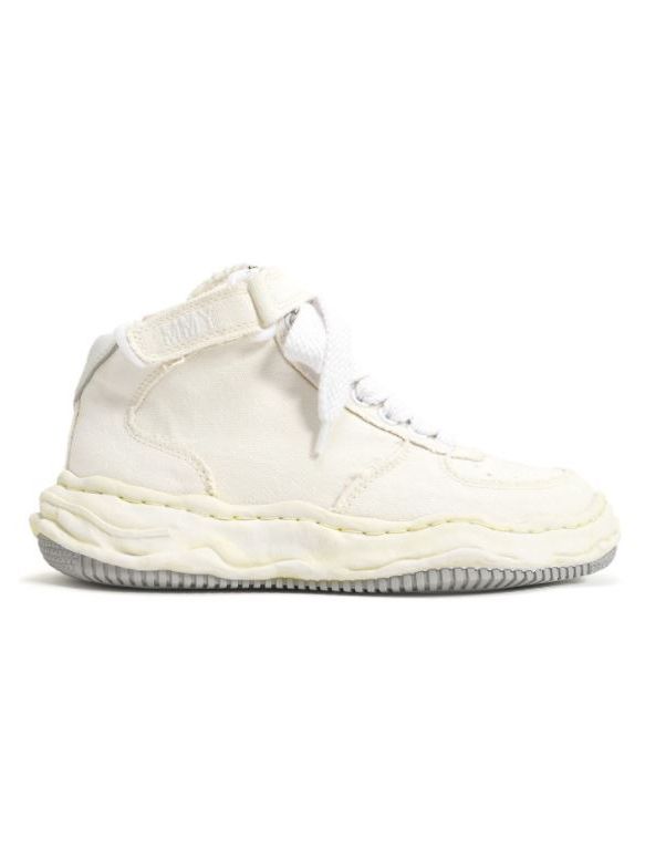 "WAYNE" OG Sole Washed Canvas High-top Sneaker - WHITE- 08FW708