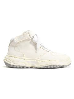 "WAYNE" OG Sole Washed Canvas High-top Sneaker - WHITE- 08FW708