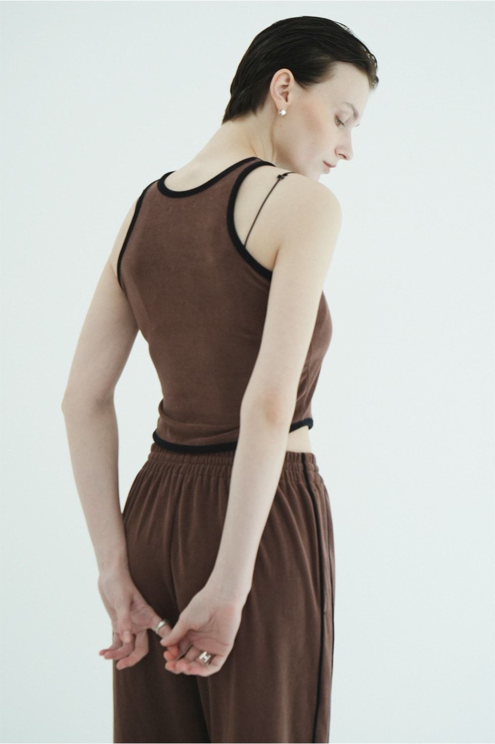 パイルセットアップ - PILE CONTRAST LINE SET UP (BROWN)