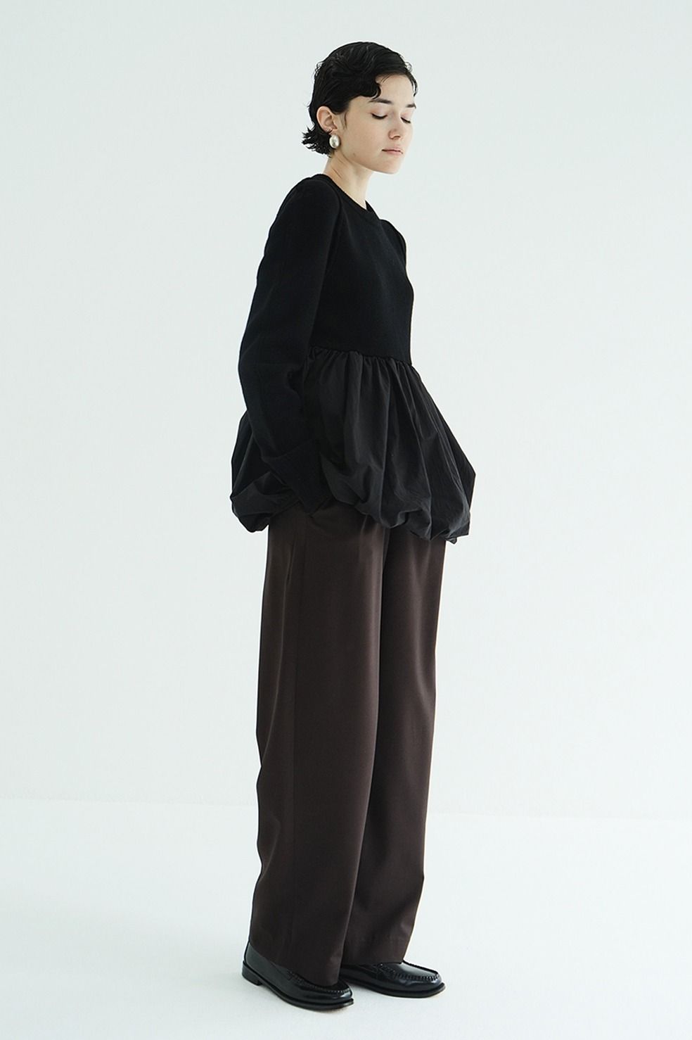 ドッキングニットトップス |  DOCKING POWERSHOULDER KNIT TOPS (BLACK)