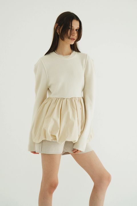 ドッキングニットトップス |  DOCKING POWERSHOULDER KNIT TOPS (IVORY)