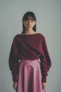 ディフォームボートネックニットトップ - DEFORM BOAT NECK YAK KNIT TOPS PINK