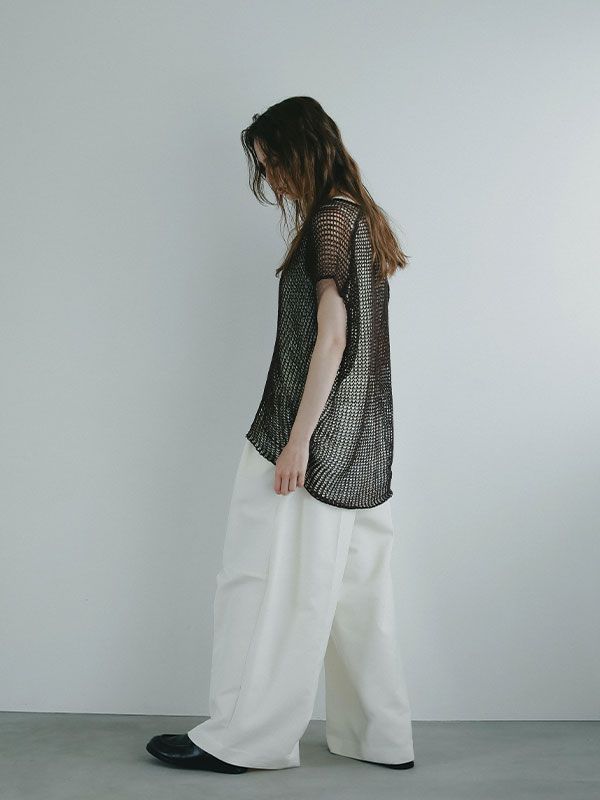 フィッシュネットスリーブレスニットプルオーバー - BROWN