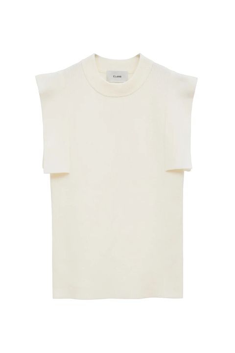 スクエアスリーブニットトップス | SQUARE SLEEVE KNIT TOPS - WHITE