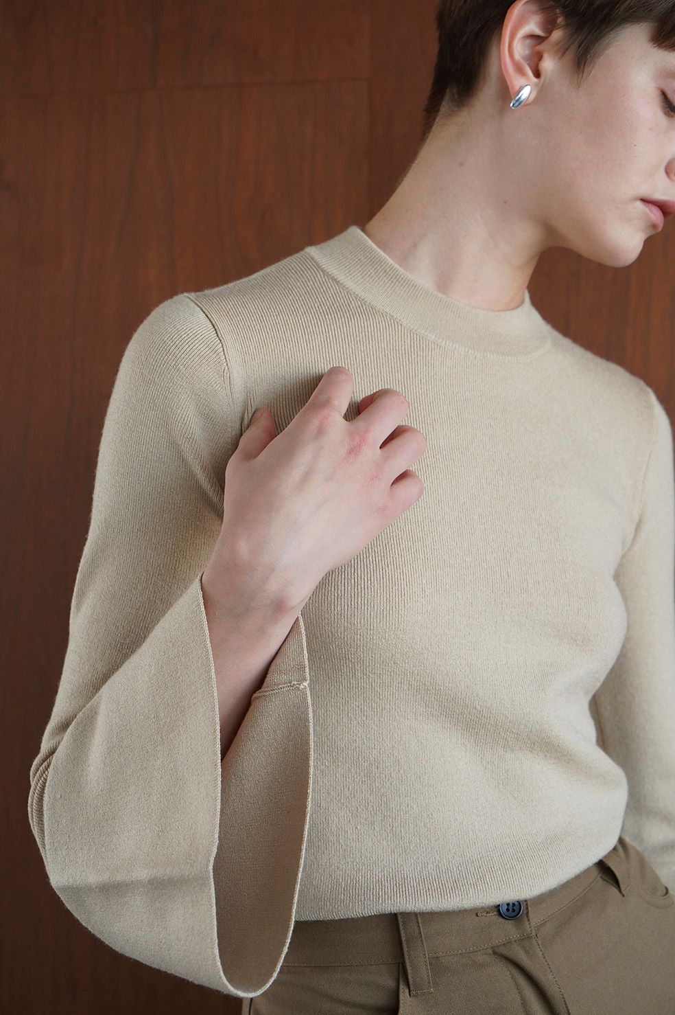 CLANE - ベルスリーブトップス - BELL SLEEVE KNIT TOPS - IVORY