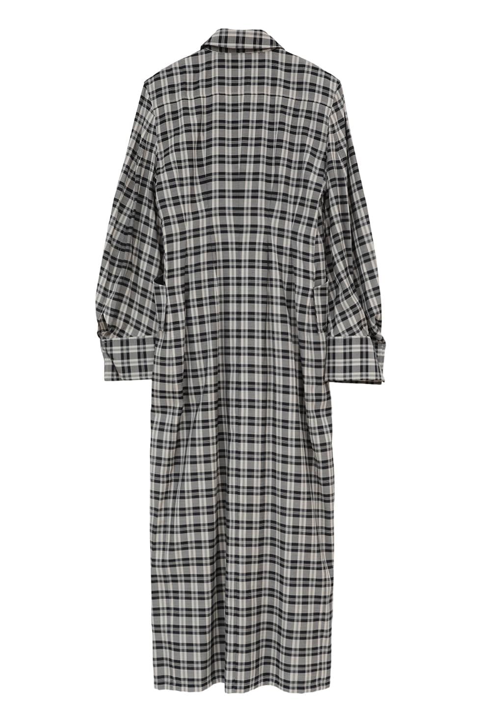 チェックシャツワンピース - UP POCKET CHECK SHIRT ONEPIECE (BLACK)