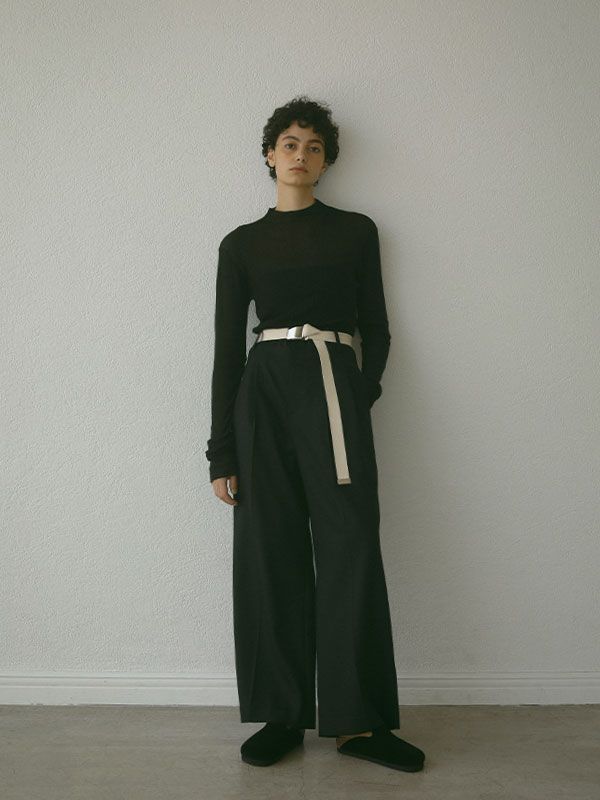 シアータイトリブニットプルオーバー - BLACK