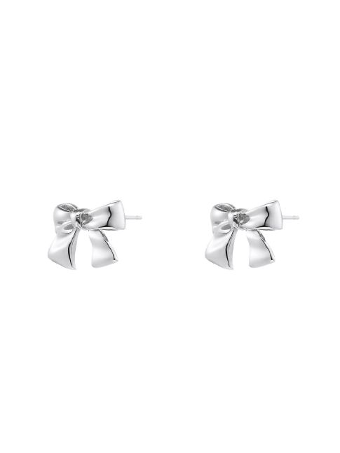 【両耳用】 スモール リボンスタッドピアス - Ribbon Stud Earrings S SIZE SILVER