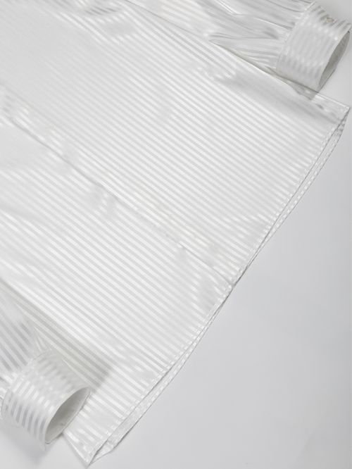 ストライプジャガードストレッチリボンシャツ - Stripe Ribbon Shirt - WHITE