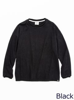 ロングスリーブ Tシャツ 1ミリパイル - BLACK