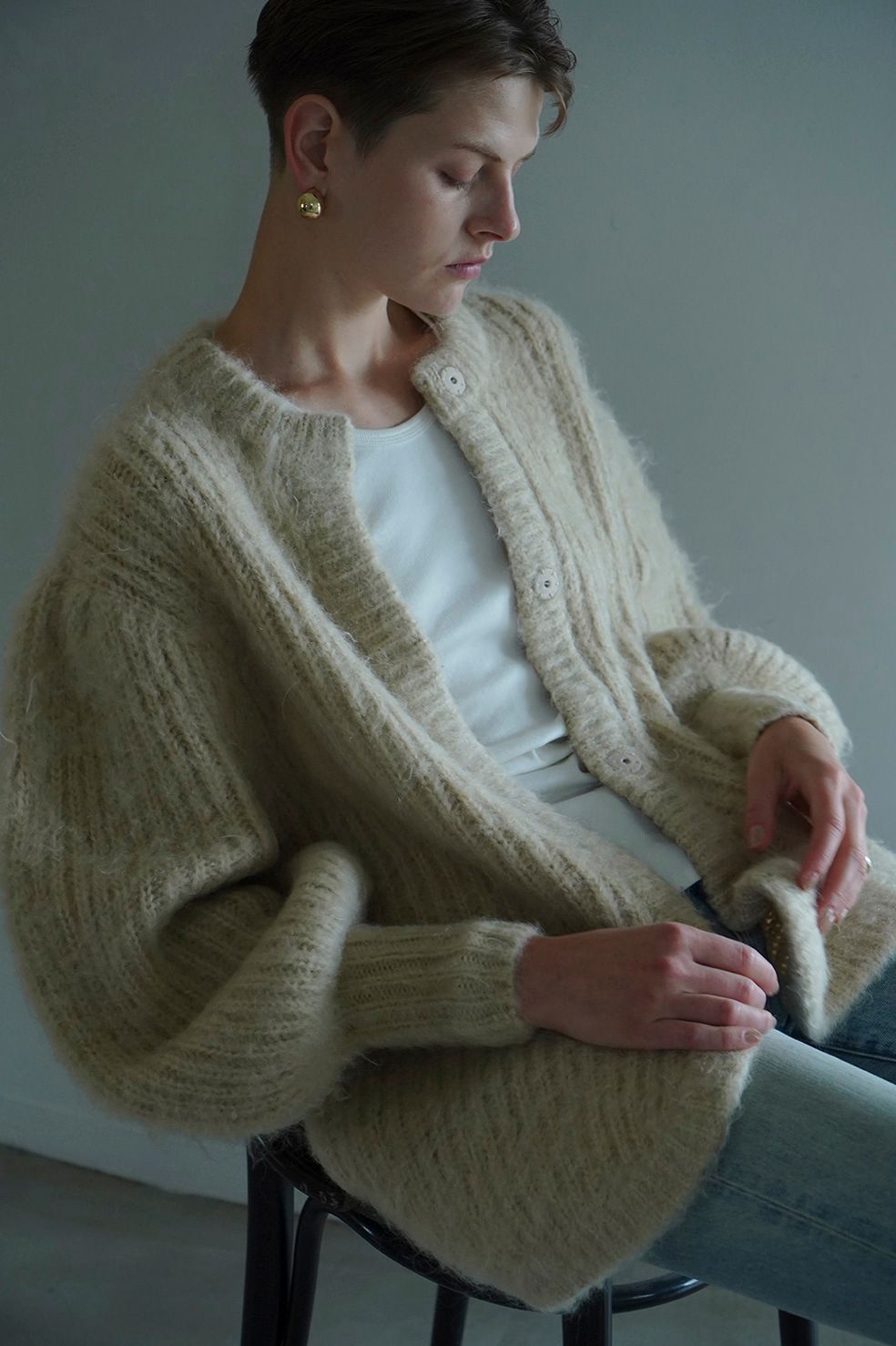 CLANE - カラー モヘア シャギー カーディガン - COLOR MOHAIR SHAGGY CARDIGAN IVORY | ADDICT  WEB SHOP