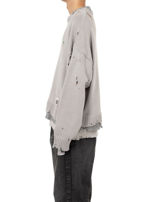 トリプル レイヤード ニット セーター - Triple Layered Knit Sweater (GREY)