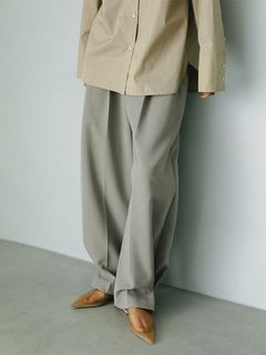 サイドヘムタックパンツ - GREIGE