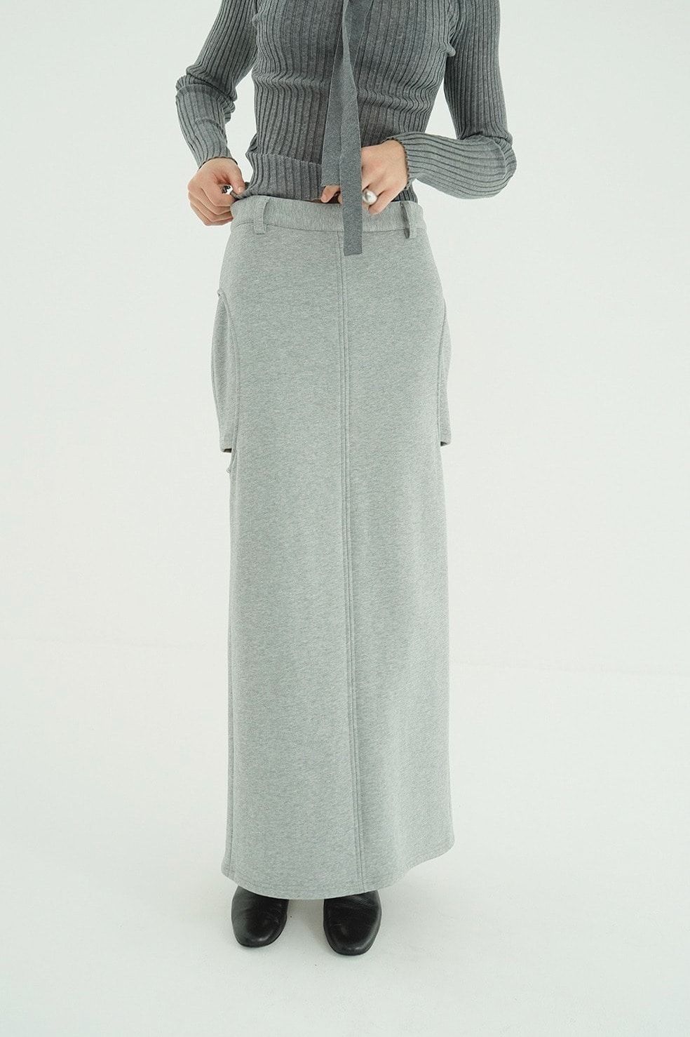 サークルカットスカート - CIRCLE CUT SWEAT SKIRT (GREY)