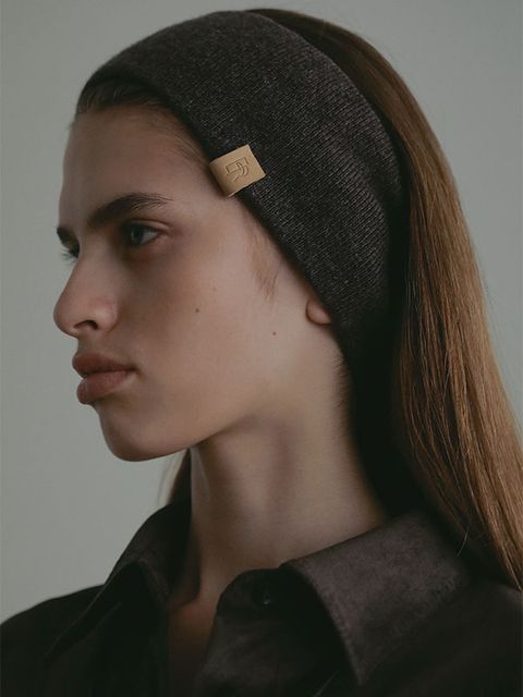 ウールカシミヤニットヘアバンド (BROWN）