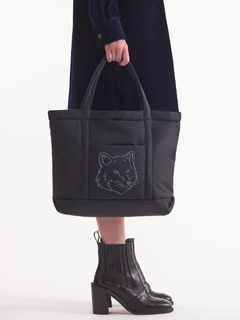 ☆MAISON KITSUNE☆Nylon Quilted Tote Bag トートバッグ MAISON KITSUNÉ - パファーナイロン トートバッグ - FOX HEAD