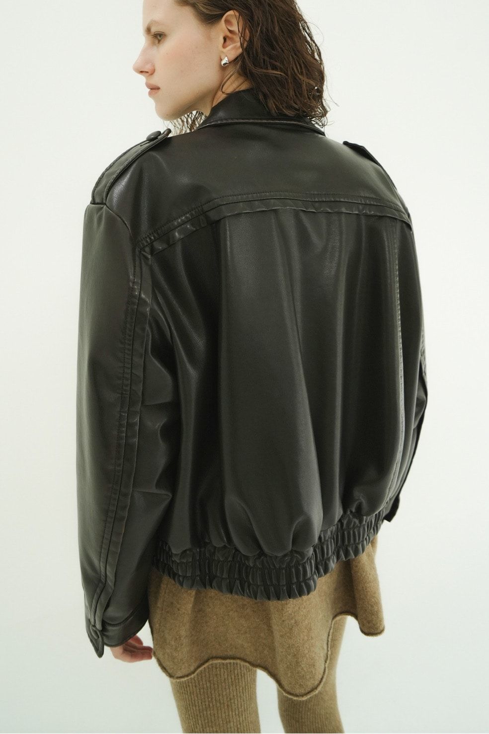 バルキーラインシングルレザージャケット - BULKY LINE SINGLE LEATHER JACKET (BROWN)