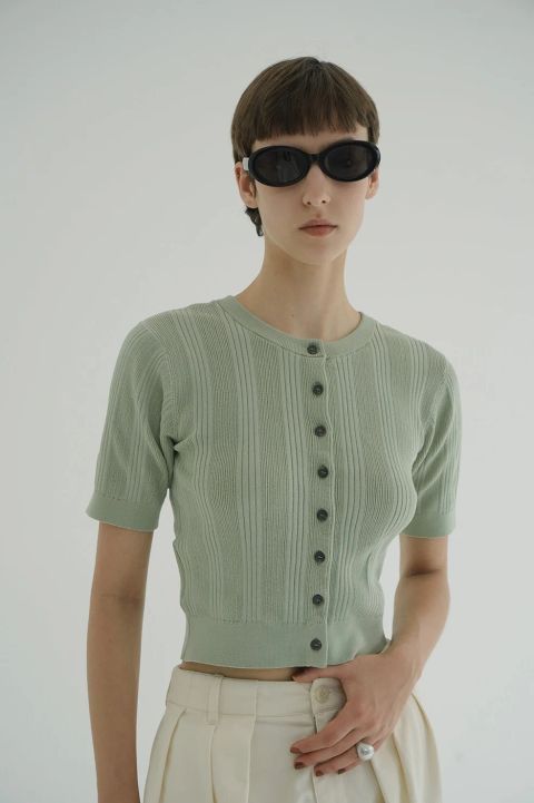 ファイスリブ ニット カーディガン - W FACE RIB KNIT CARDIGAN - MINT