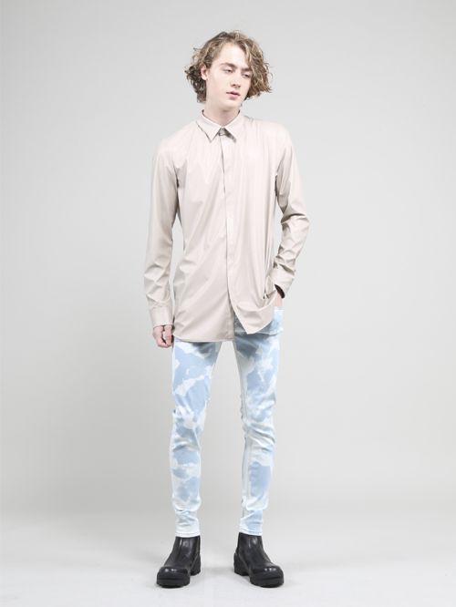 ウォッシャブルライトフェイクレザーシャツ - Fake Leather Shirt - BISQUE