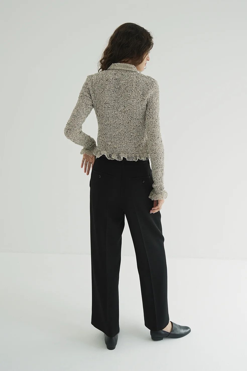 ミックメッシュギャザーシャツ -  MIX MESH GATHER SHIRT - IVORY