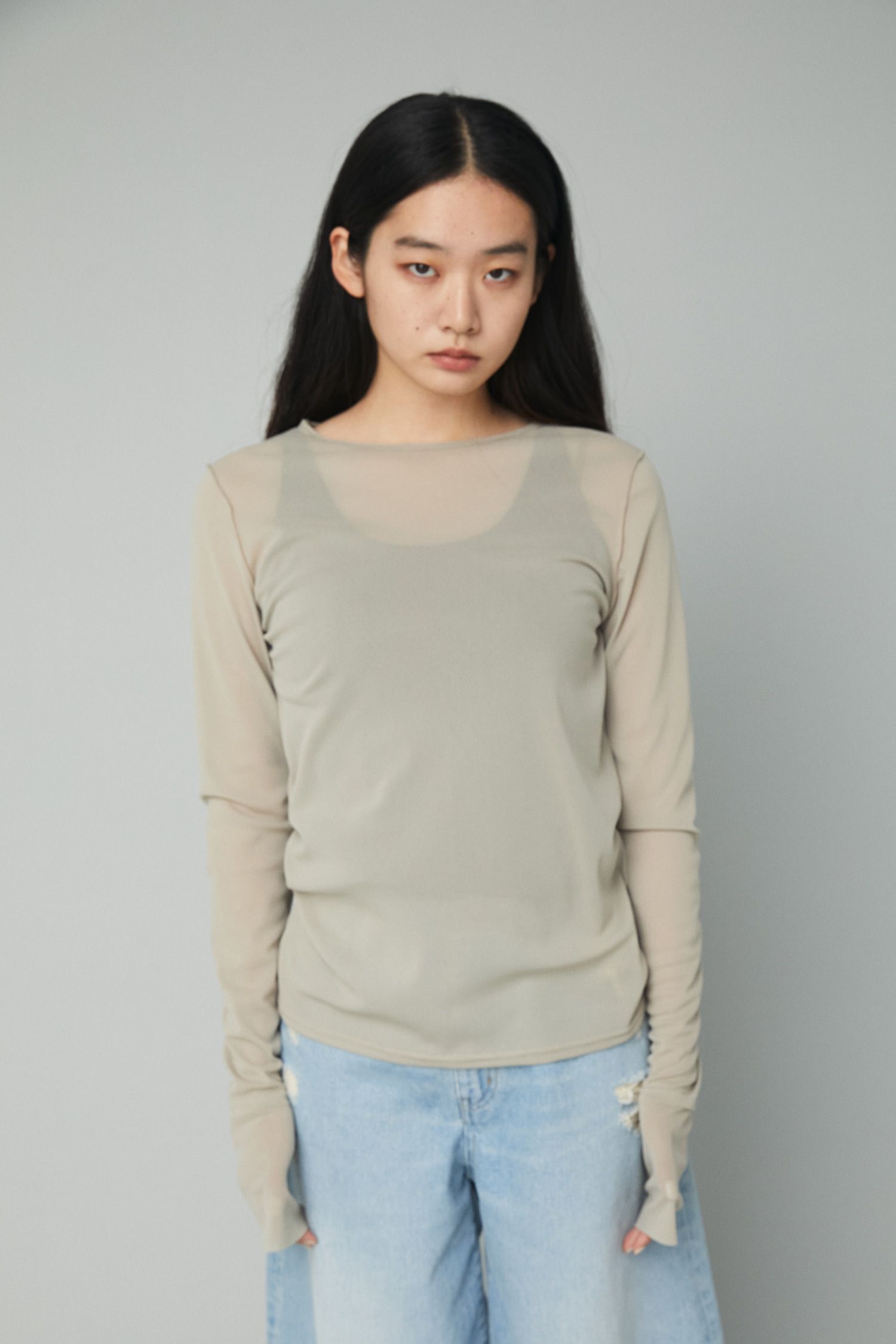 HeRIN.CYE - メッシュインナートップス - Mesh inner color tops