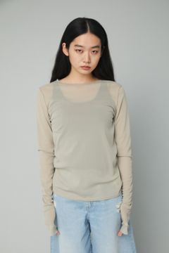 クルーネック メッシュ インナー トップス - BEIGE