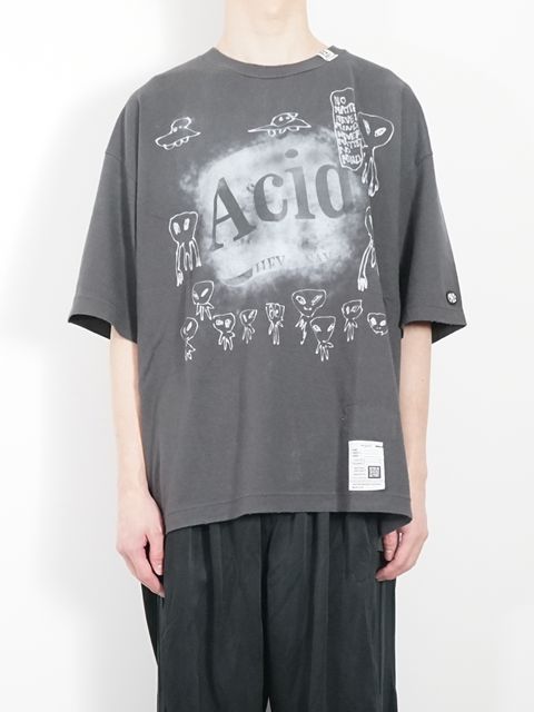 ディストレスト プリントTシャツ - Distressed Acid Printed T-shirt - BLACK