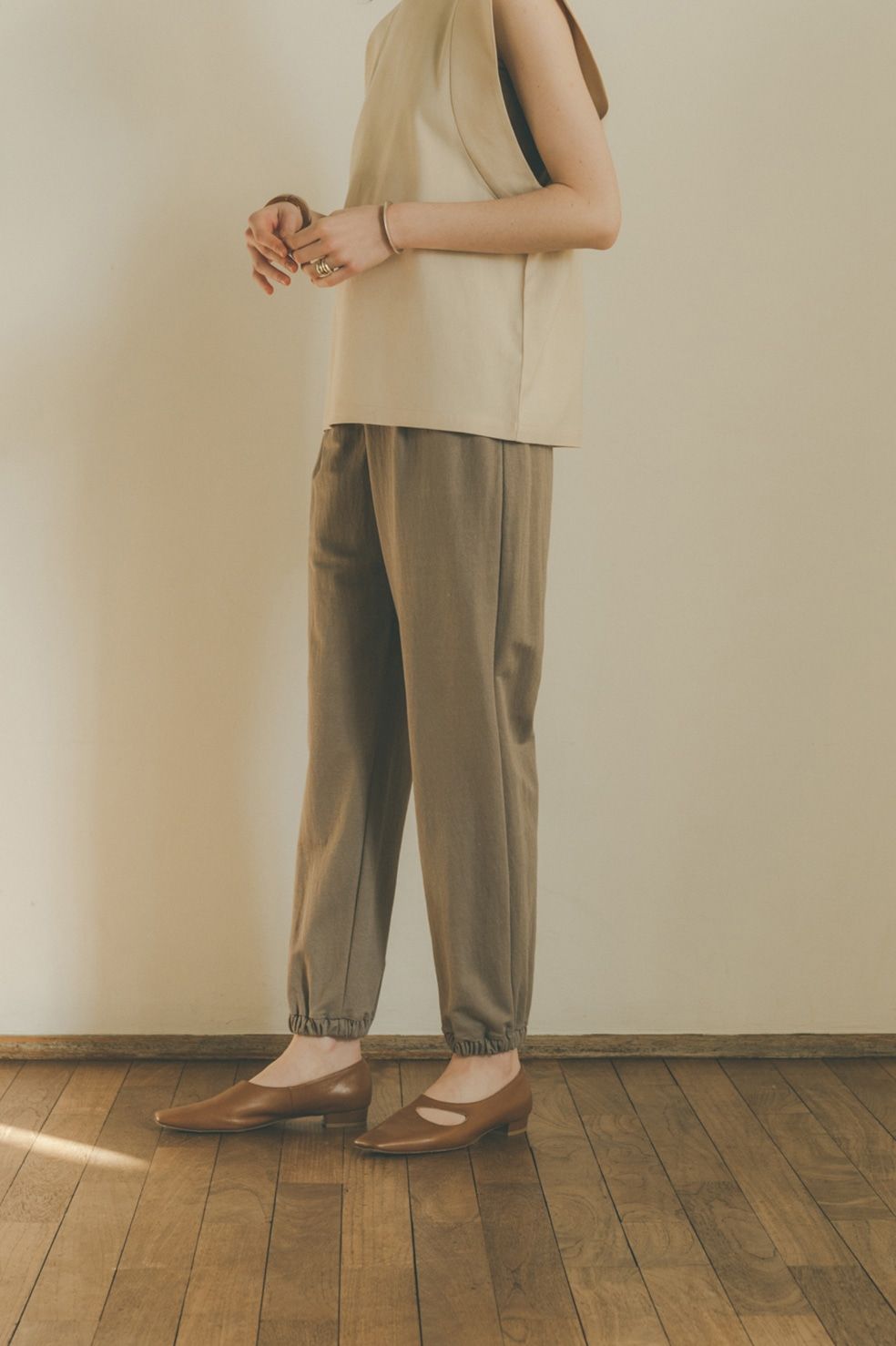 CLANE - ギャザージャージパンツ - HEM GATHER JERSEY PANTS