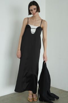 キャミワンピース -  CORSET WAIST CAMISOLE ONEPIECE - BLACK