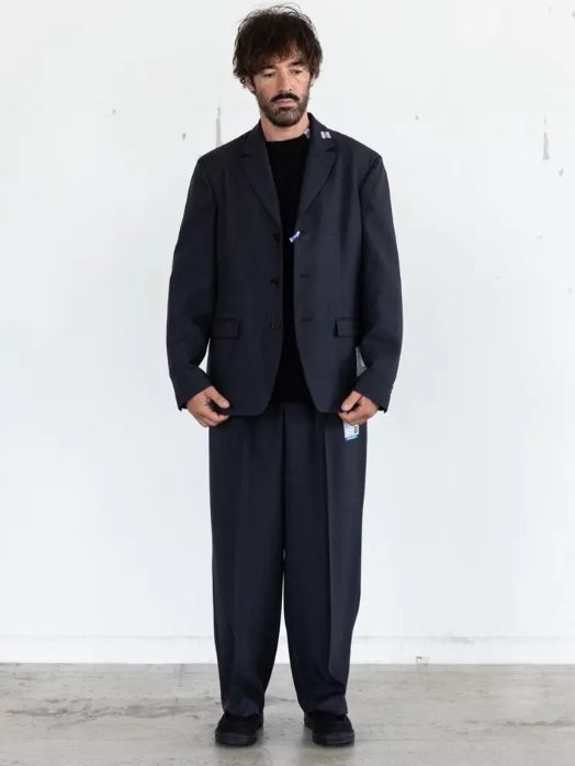 ウール テーラードジャケット - WOOLY SHARKSKIN 3B JACKET (NAVY)