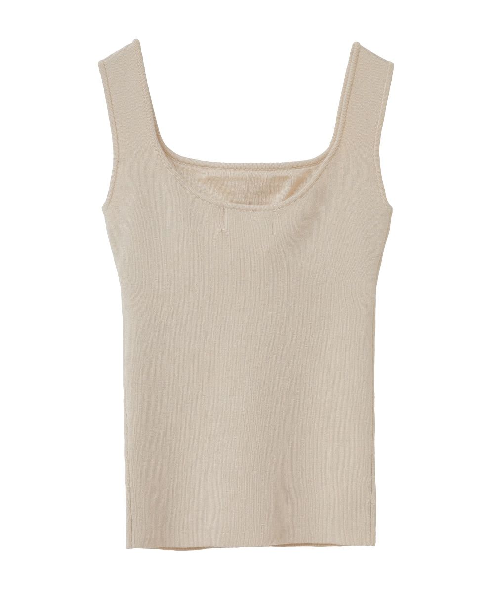 スクエアー タンク ニット トップ - SQUARE TANK KNIT TOPS IVORY