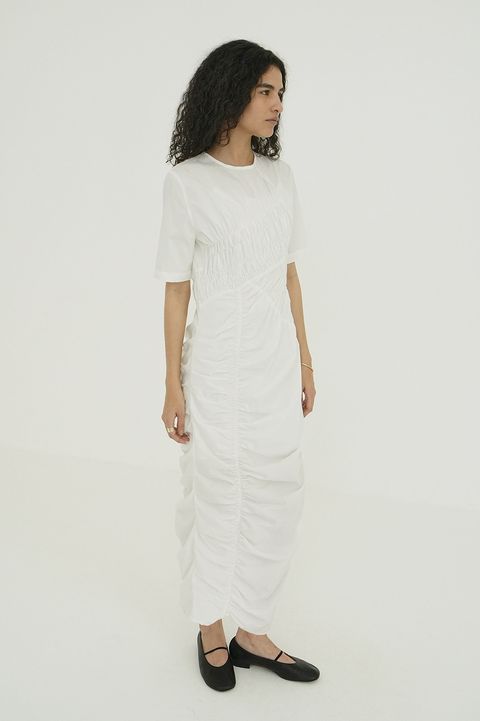 ランダムシャーリングワンピース - RANDOM SHIRRING ONEPIECE WHITE