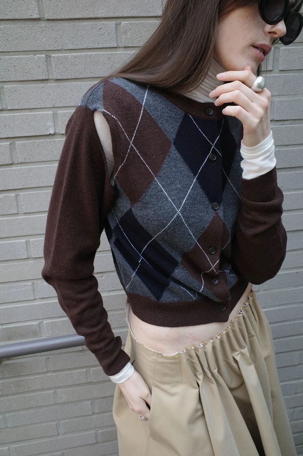 アレンジニットトップス - ARRANGE KNIT TOPS BROWN